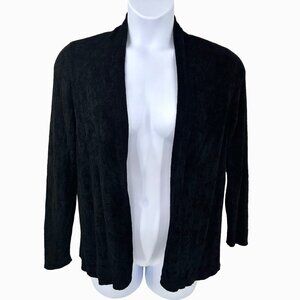 J. JILL BLACK CHENILLE CARDIGAN SWEATER - M